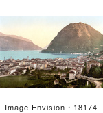 #18174 Photo Of The City Of Lugano On The Shore Of Lake Lugano In Ticino Tessin Switzerland