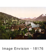 #18176 Photo Of The Village Of Thun On Aare River Bernese Oberland Switzerland