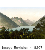 #18207 Photo Of The Village Of Porlezza From Across Lugano Lake Tessin Switzerland