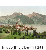 #18253 Photo Of The Village Of Spiez And Lake Thun Niedersimmental Bernese Oberland Switzerland