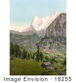 #18255 Photo Of The Village Of Murren With Eiger And Monch Mountains Bernese Oberland Switzerland