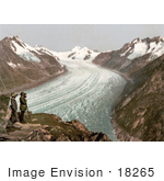 #18265 Photo Of Men Viewing Grand Aletsch Glacier Switzerland