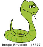 #18377 Coiled Green Snake Clipart