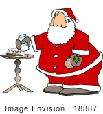 #18387 Chubby Santa Eating Milk And Cookies Clipart