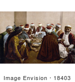 #18403 Photo Of A Group Of Israelite Men Eating Mount Carmel Holy Land Israel