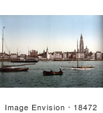 #18472 Photo Of Boats On The Scheldt River At Antwerp Belgium