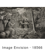 #18566 Photo Of The Baptism Of Jesus Christ With A Ray Of Light Shining Down From Heaven