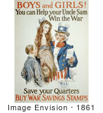 #1861 Uncle Sam With Boy And Girl