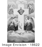 #18622 Photo Of Winged Angels And Cherubs In Prayer At The Sacred Heart Of Jesus Christ