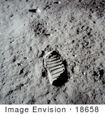 #18658 Stock Photo Of The Bootprint Of Buzz Aldrin On The Surface Of The Moon