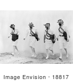 #18817 Photo Of Four Female Nurses Walking Through Smoke And Wearing Gas Masks During A Training Drill