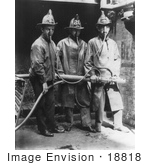 #18818 Photo Of Three Firemen Wearing Smoke Masks