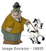 #18835 Man Walking His Dog On A Leash Clipart