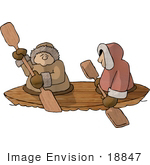 #18847 Two Eskimos In A Kayak Clipart
