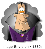 #18851 Male Vampire With Pumpkins In His Eyes On Halloween Clipart
