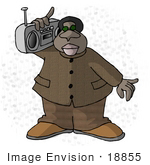 #18855 African American Man In A Stylish Brown Suit Holding A Radio On His Shoulder Clipart