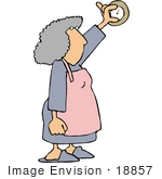 #18857 Woman Adjusting A Thermostat To Turn On The Air Conditioning Or Heating Clipart