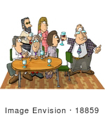#18859 Two Women And Four Men At An Office Party Clipart