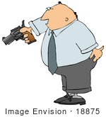 #18875 Angry And Frustrated Business Man Aiming A Pistil Clipart