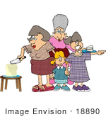#18890 Woman Cutting A Cake At A Birthday Party Clipart