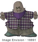 #18891 Chubby African American Man Clipart