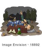 #18892 Two Male Campers Sleeping Out Under The Stars Clipart