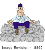#18895 Exhausted Natural Gas Utility Man Sitting On A Pile Of Gas Meters Clipart