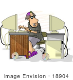 #18904 Computer Programmer Man Working On Two Computers Clipart