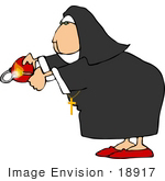 #18917 Terrorist Woman Disguised as a Nun, Igniting a Bomb Clipart by DJArt