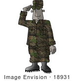 #18931 African American Marine Military Soldier Saluting Clipart
