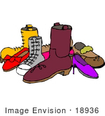 #18936 Group Of Shoes Clipart