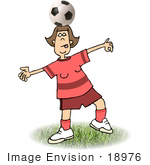 #18976 Talented Female Soccer Player Balancing A Soccer Ball On Her Head Clipart