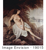 #19015 Photo Of A Nude Woman Reclined On A Rock Dipping Her Feet In Water By Francesco Hayez