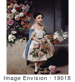 #19018 Photo Of Countess Antonietta Negroni Prati Morosini As A Girl Holding Flowers