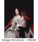 #19042 Photo Of The Princess Of Sant Antimo In A Gown And Gloves Holding A Closed Fan By Francesco Hayez