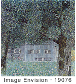 #19076 Photo Of Oberosterreichisches Bauernhaus Building Through Trees By Gustav Klimt