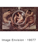 #19077 Photo Of Nude Men Framing A Scene Of A Nude Woman With Children Idyll By Gustav Klimt