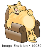 #19089 Fat Orange Cat Sleeping In A Lazy Chair Clipart