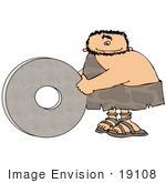#19108 Cave Man With a Stone Wheel Invention Clipart by DJArt