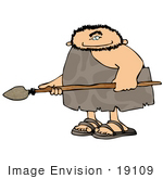 #19109 Cave Man Holding A Spear Weapon Clipart
