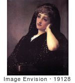 #19128 Photo Of A Woman In Black Reminiscing Memories By Frederic Lord Leighton