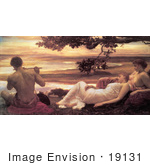 #19131 Photo Of Women Watching A Man Playing A Flute Idyll By Frederic Lord Leighton
