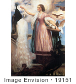 #19151 Photo Of A Girl In A Pink Dress Feeding Peacocks By Frederic Lord Leighton