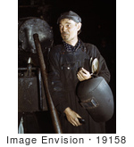 #19158 Photo Of A Male Welder In Coveralls Holding A Helmet 1942