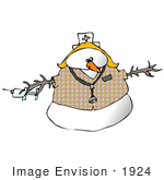 #1924 Clipart Ilustration Of A Nurse Snow Woman Wearing A Hat And Stethoscope