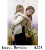 #19256 Photo Of A Girl Carrying Her Little Sister On Her Back Not Too Much To Carry By William-Adolphe Bouguereau