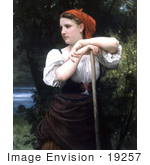 #19257 Photo Of A Girl Raking Hay The Haymaker By William-Adolphe Bouguereau
