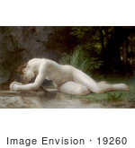 #19260 Photo Of A Nude Woman Lying Over A Stream Biblis By William-Adolphe Bouguereau