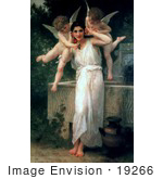 #19266 Photo Of Cherubs With A Beautiful Young Woman Youth By William-Adolphe Bouguereau