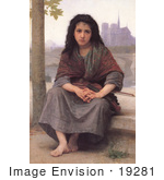 #19281 Photo Of A Girl With A Violin The Bohemian By William-Adolphe Bouguereau